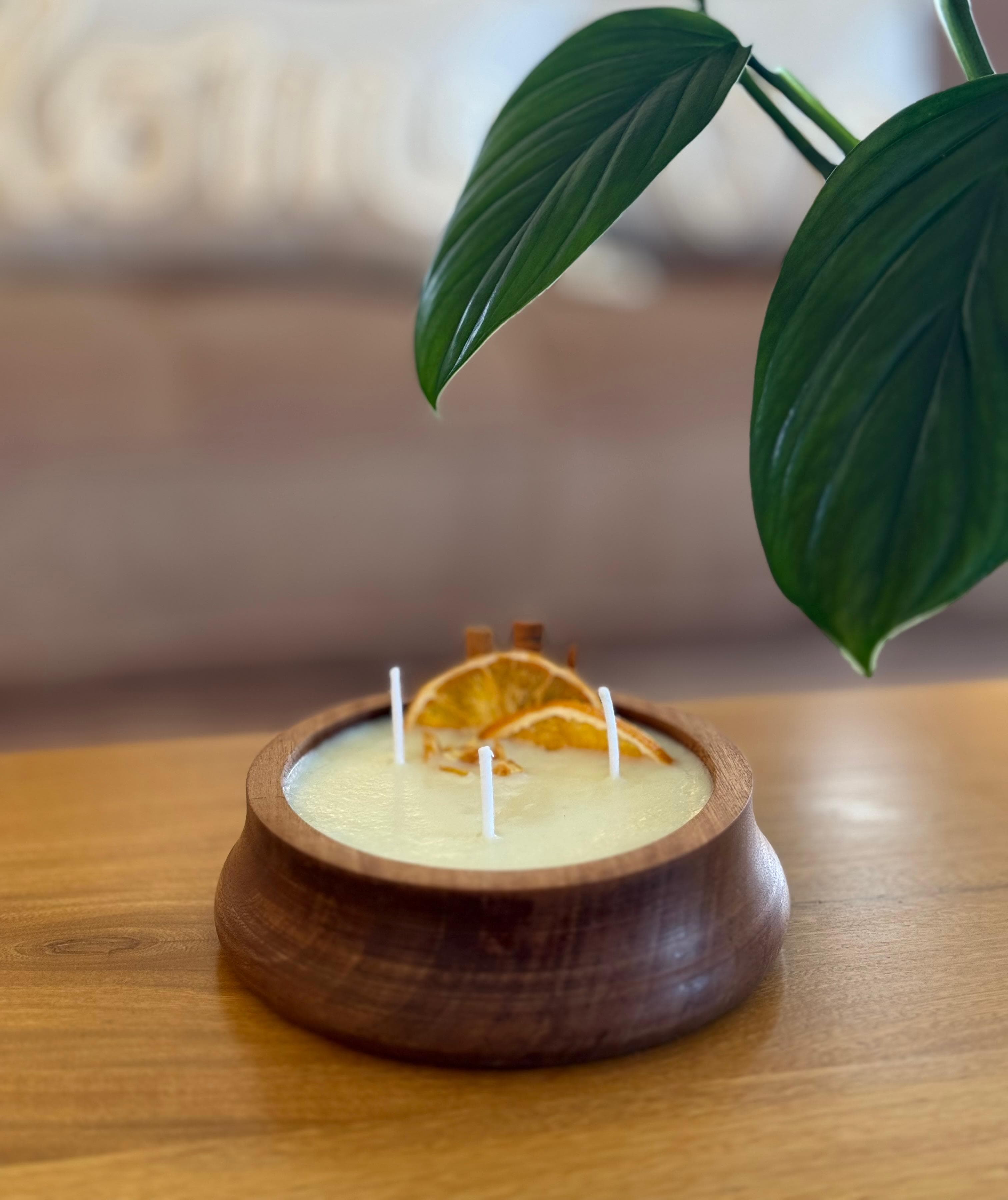 Vela aromática, bowl madera. - Imagen 1